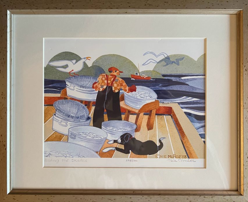Baiting the Skates - limited edition signed print by Alaskan artist Rie Munoz