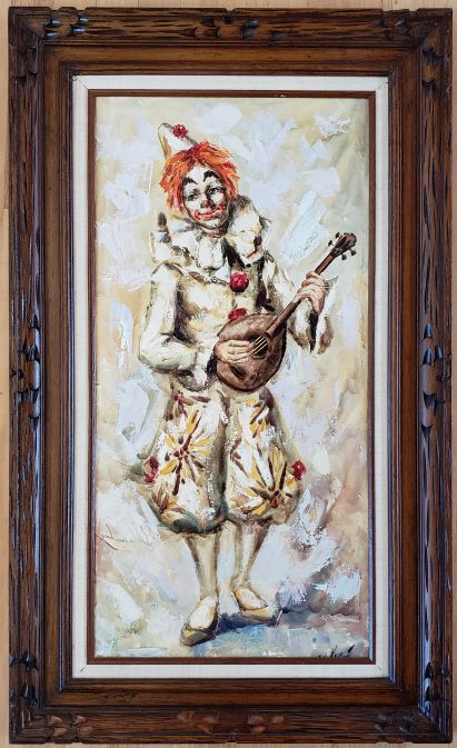 Clown with Mandolin Original Painting