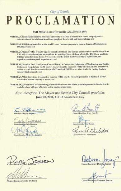 World FSHD Awareness Day - Seattle Proclamation